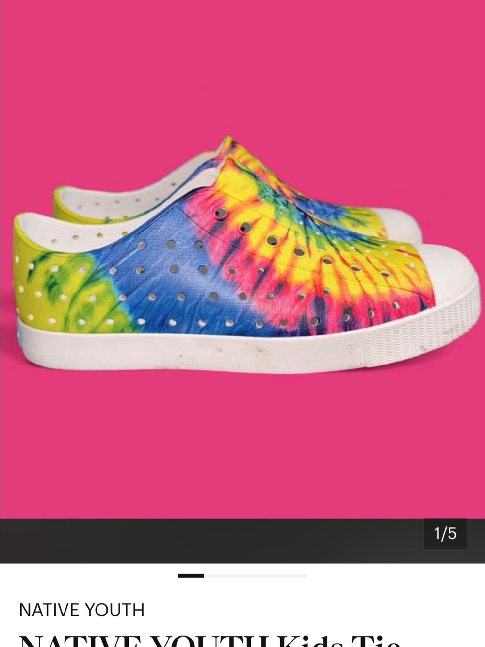 NATIVE YOUTH Kids Tie-Dye Slip-On Sneakers - Yellow Blue Pink Green Toddler size